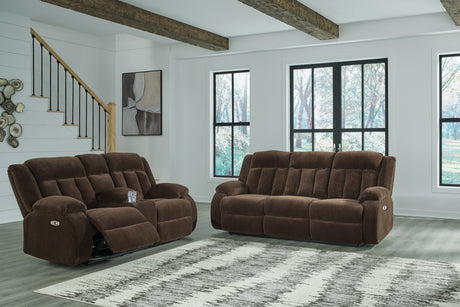 Observation Chocolate Power Reclining Sofa and Loveseat by Ashley at Eve Furniture