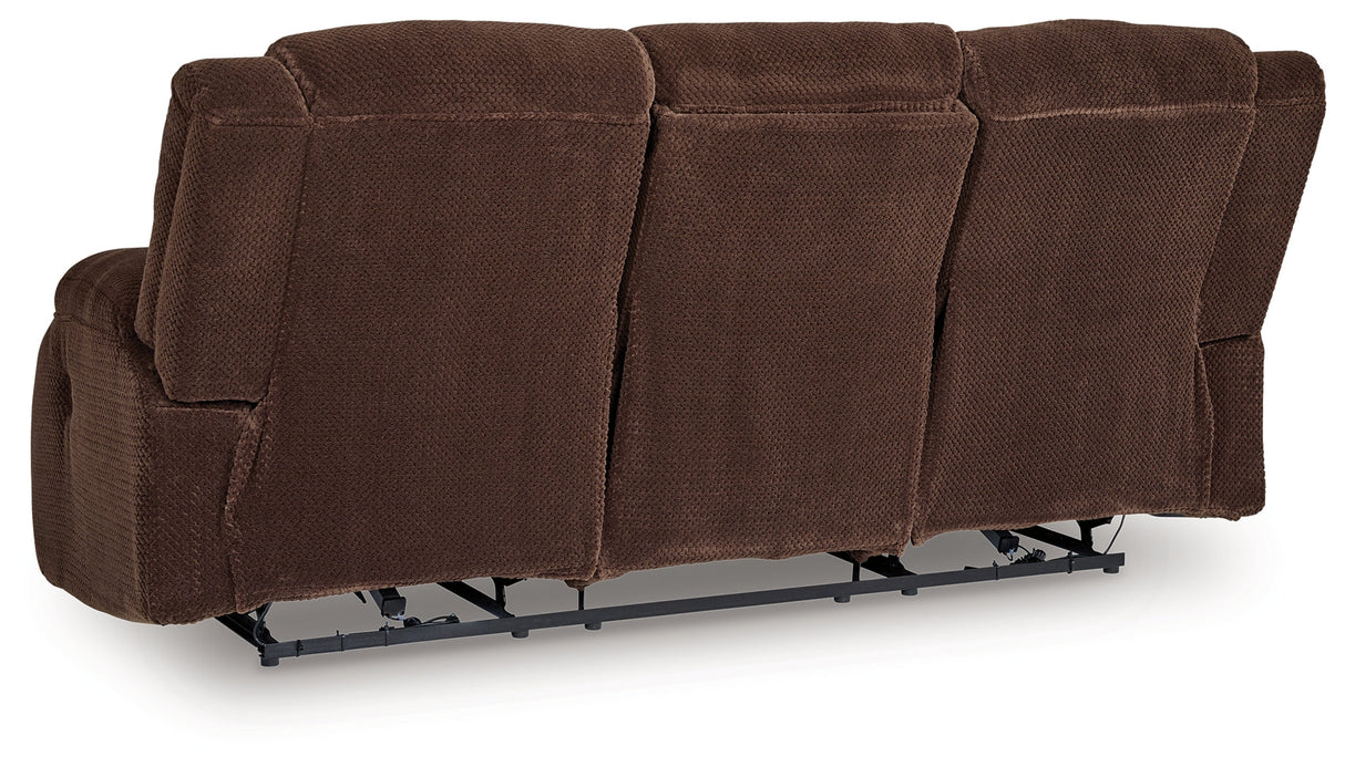 Observation Chocolate Power Reclining Sofa with Drop Down Table by Ashley at Eve Furniture