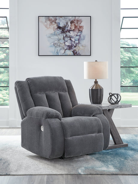 Observation Steel Power Recliner by Ashley at Eve Furniture