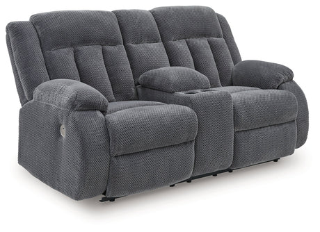 Observation Steel Power Reclining Loveseat with Console by Ashley at Eve Furniture