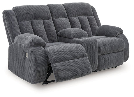 Observation Steel Power Reclining Loveseat with Console by Ashley at Eve Furniture