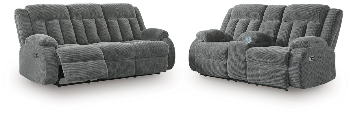 Observation Steel Power Reclining Sofa and Loveseat by Ashley at Eve Furniture