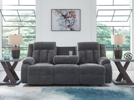 Observation Steel Power Reclining Sofa with Drop Down Table by Ashley at Eve Furniture