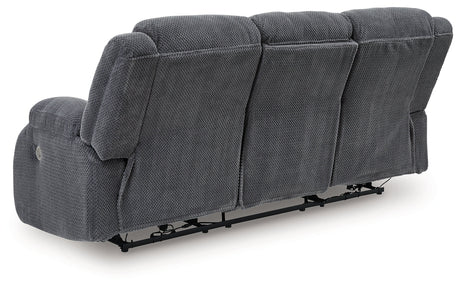 Observation Steel Power Reclining Sofa with Drop Down Table by Ashley at Eve Furniture