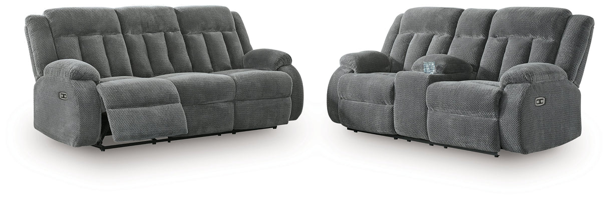 Observation Steel Power Reclining Sofa and Power Recliner by Ashley at Eve Furniture
