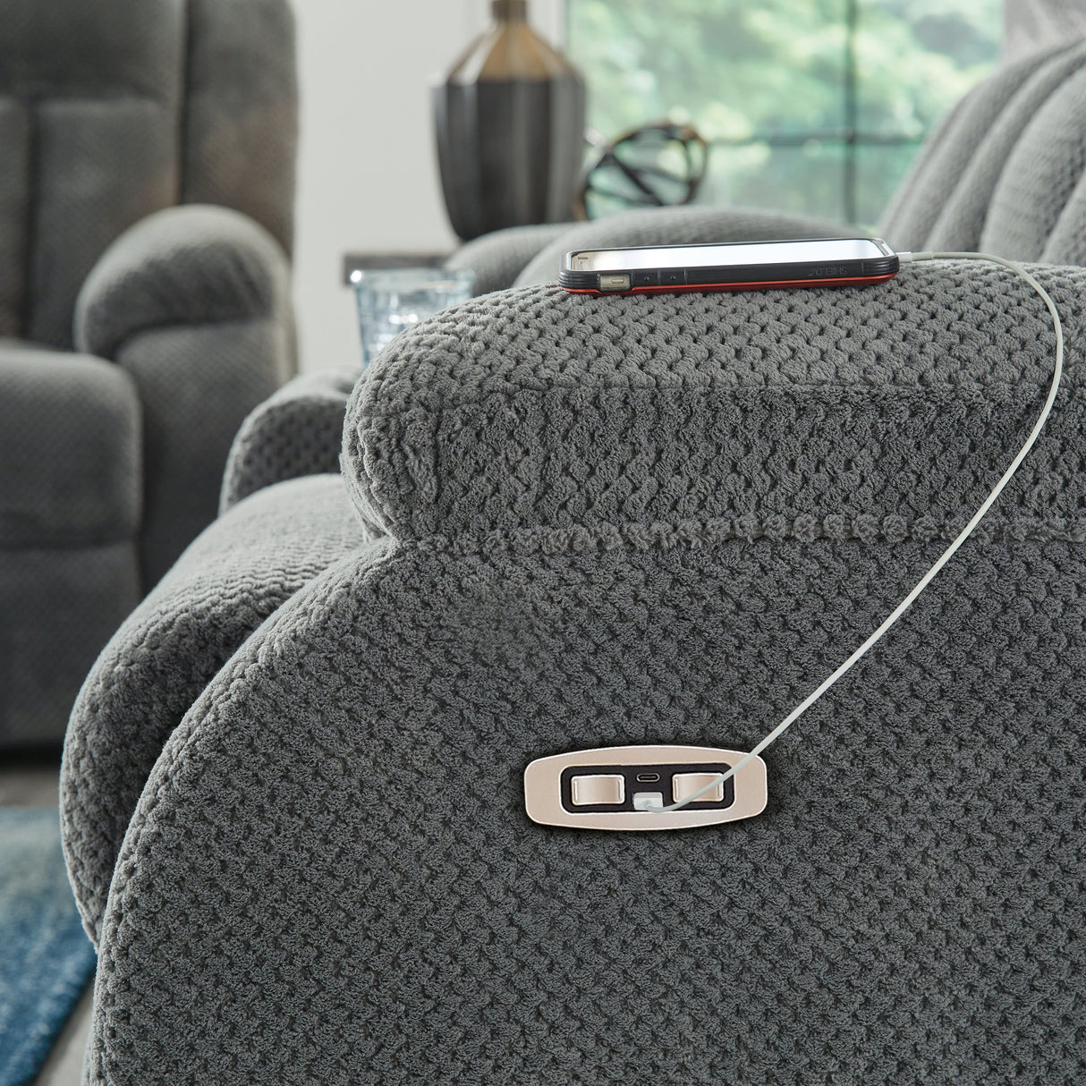 Observation Steel Power Reclining Sofa and Power Recliner by Ashley at Eve Furniture