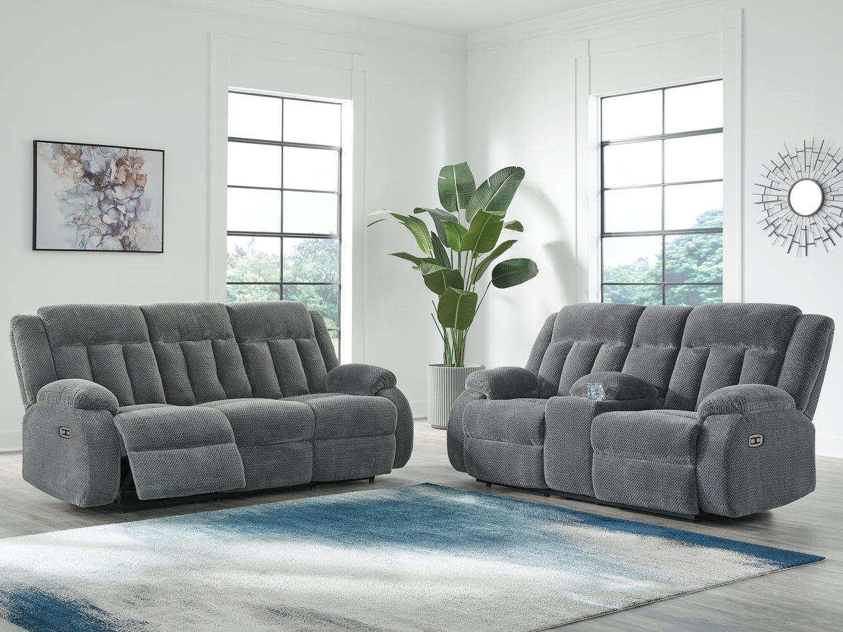 Observation Steel Power Reclining Sofa and Power Recliner by Ashley at Eve Furniture