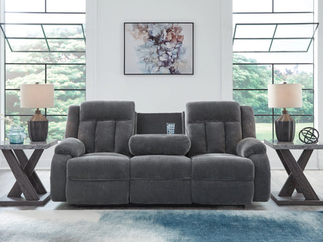 Observation Steel Power Reclining Sofa with Drop Down Table by Ashley at Eve Furniture