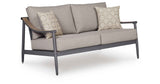 Ocean Beach Gray Outdoor Loveseat with Cushion by Ashley at Eve Furniture