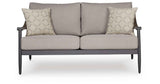 Ocean Beach Gray Outdoor Loveseat with Cushion by Ashley at Eve Furniture