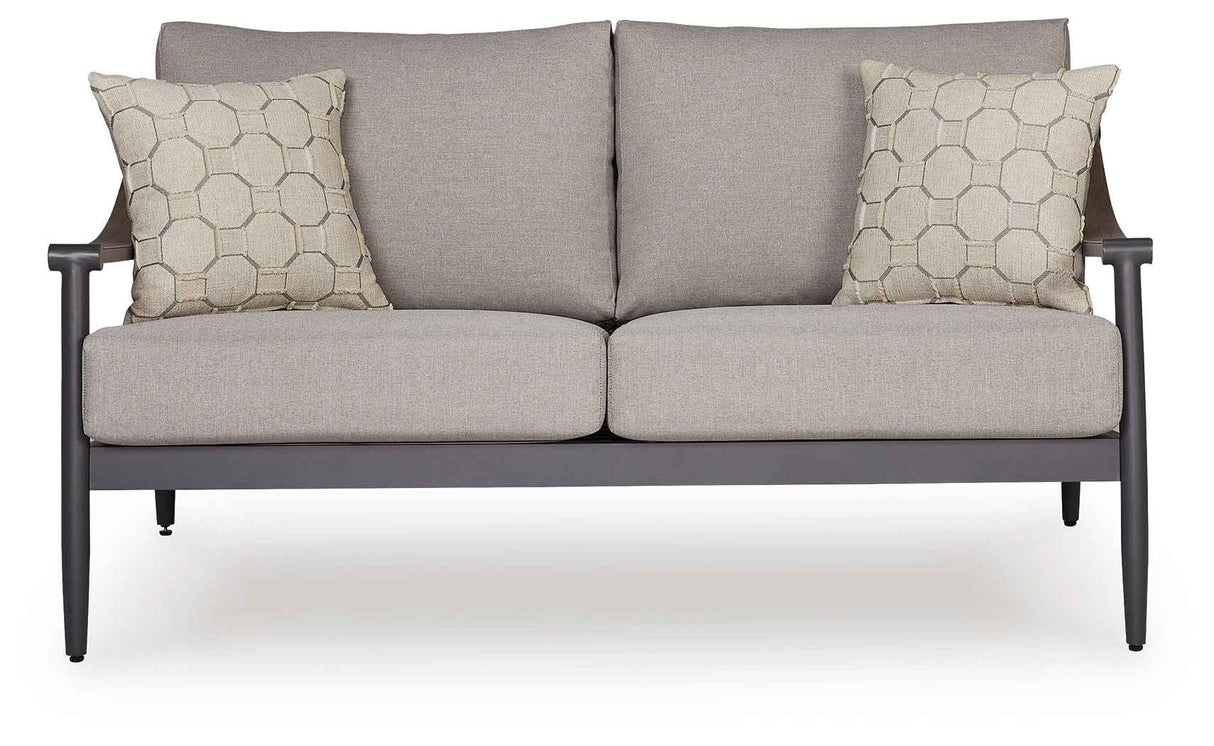Ocean Beach Gray Outdoor Sofa and Loveseat by Ashley at Eve Furniture