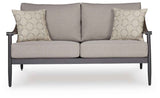 Ocean Beach Gray Outdoor Sofa and Loveseat by Ashley at Eve Furniture