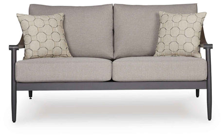 Ocean Beach Gray Outdoor Sofa and Loveseat by Ashley at Eve Furniture
