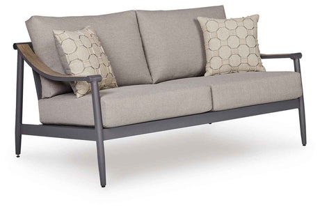 Ocean Beach Gray Outdoor Sofa and Loveseat by Ashley at Eve Furniture