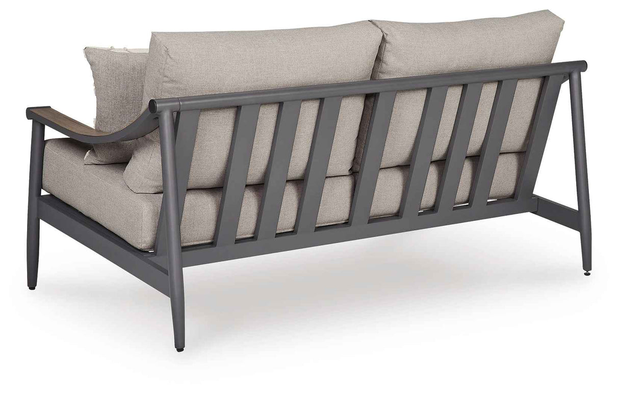 Ocean Beach Gray Outdoor Sofa and Loveseat by Ashley at Eve Furniture