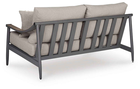 Ocean Beach Gray Outdoor Sofa and Loveseat by Ashley at Eve Furniture