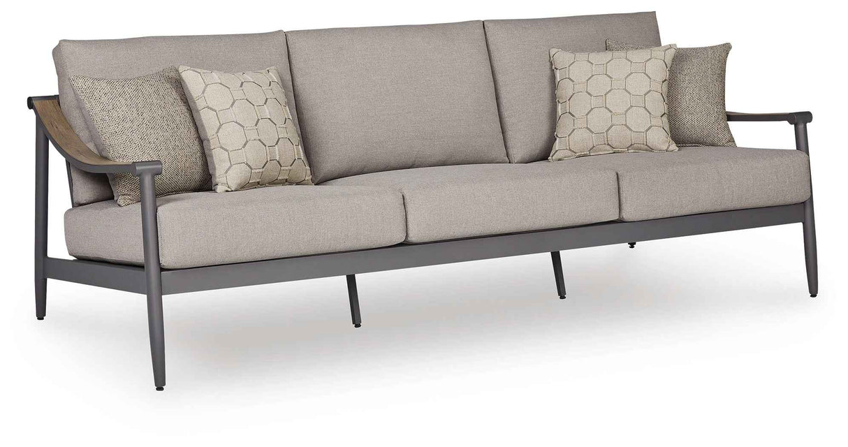 Ocean Beach Gray Outdoor Sofa and Loveseat by Ashley at Eve Furniture