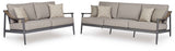 Ocean Beach Gray Outdoor Sofa and Loveseat by Ashley at Eve Furniture