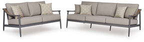 Ocean Beach Gray Outdoor Sofa and Loveseat by Ashley at Eve Furniture