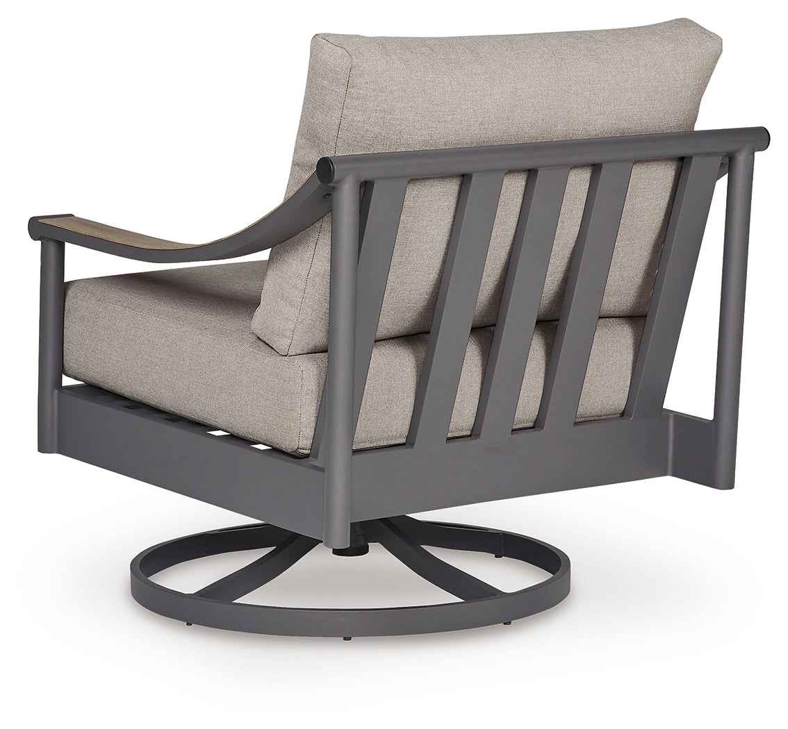 Ocean Beach Gray Outdoor Swivel Lounge with Cushion by Ashley at Eve Furniture