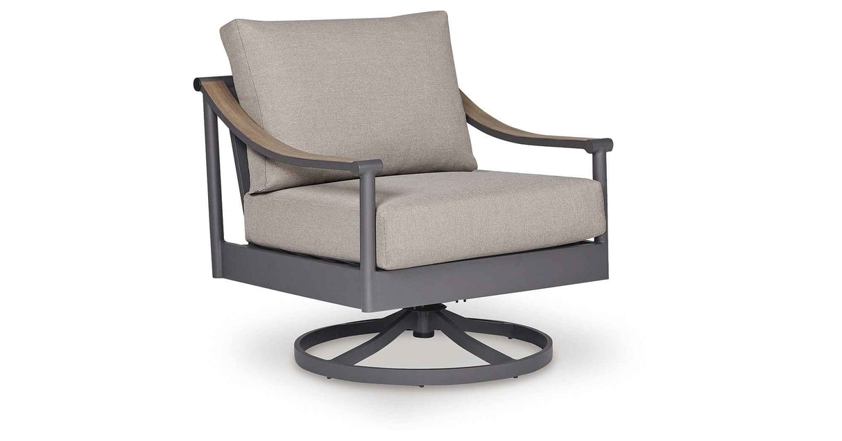 Ocean Beach Gray Outdoor Swivel Lounge with Cushion by Ashley at Eve Furniture