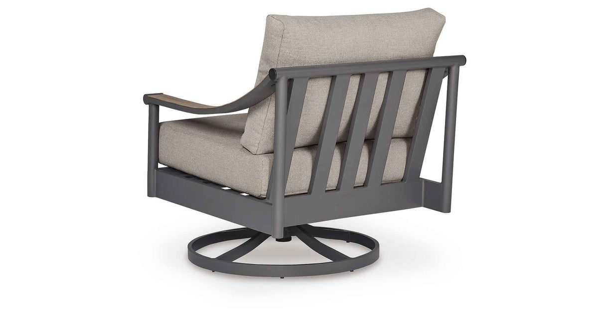 Ocean Beach Gray Outdoor Swivel Lounge with Cushion by Ashley at Eve Furniture