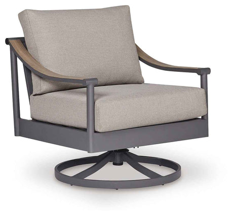 Ocean Beach Gray Outdoor Swivel Lounge with Cushion by Ashley at Eve Furniture