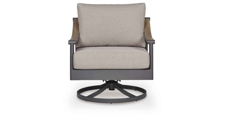 Ocean Beach Gray Outdoor Swivel Lounge with Cushion by Ashley at Eve Furniture