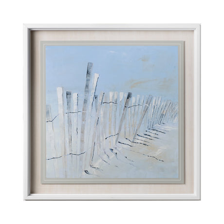 Ocean Fence by Mercana Studio a Hand Embellished Textured Framed Art Print Matted under Glass by Mercana at Eve Furniture
