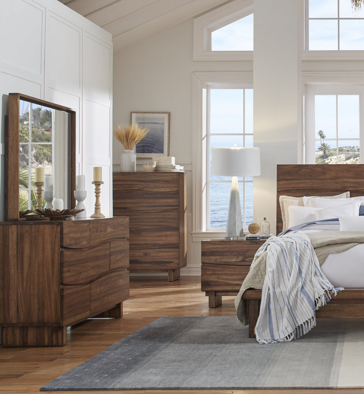 Ocean Five Drawer Solid Wood Chest in Natural Sengon by Modus Furniture at Eve Furniture