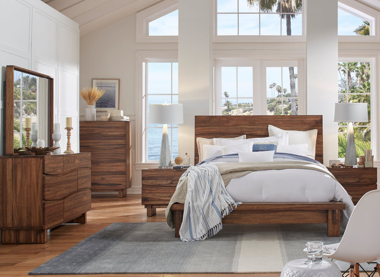Ocean Two Drawer Solid Wood Nightstand in Natural Sengon by Modus Furniture at Eve Furniture