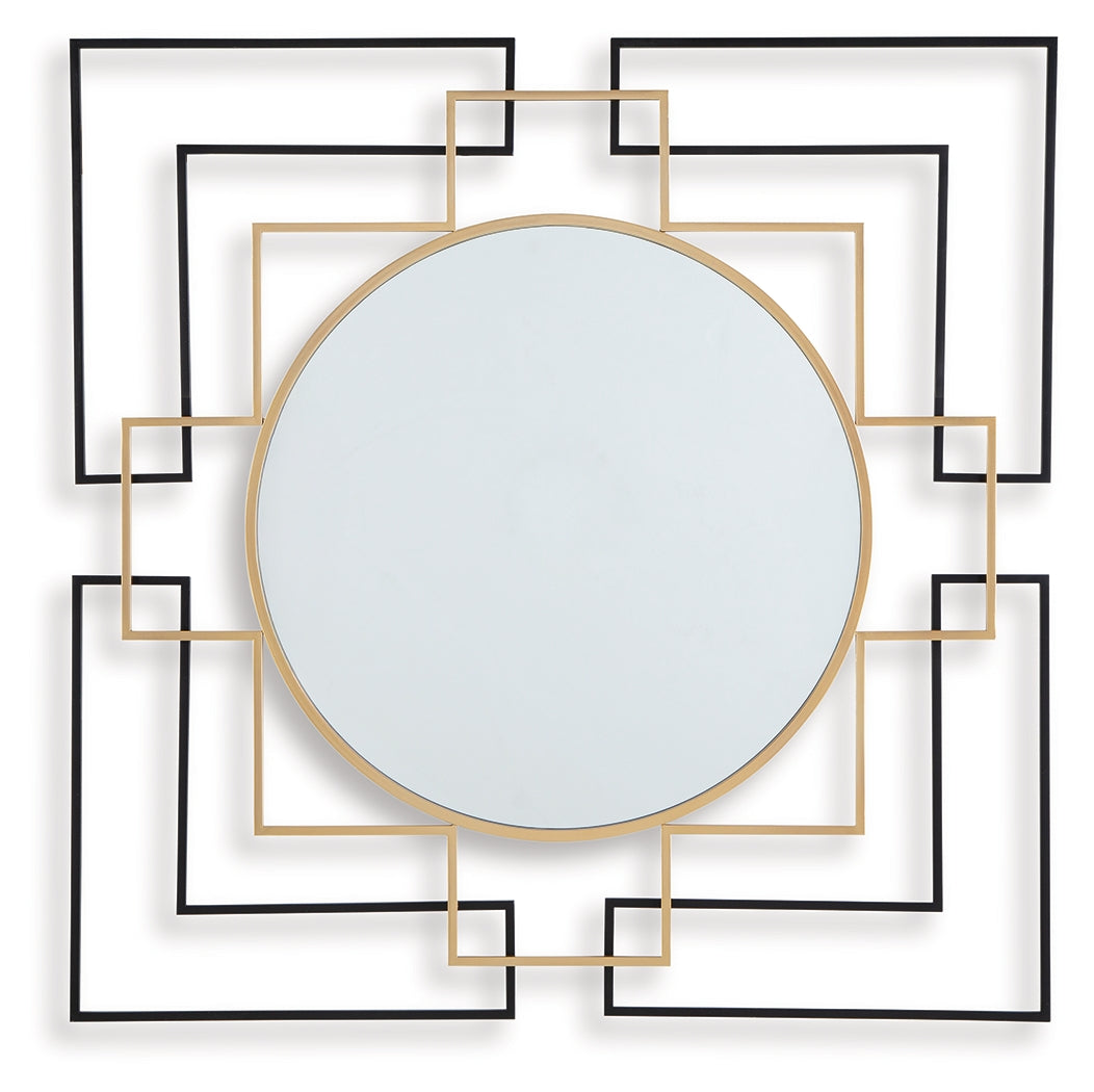 Oceanal Black/Gold Finish Accent Mirror by Ashley at Eve Furniture