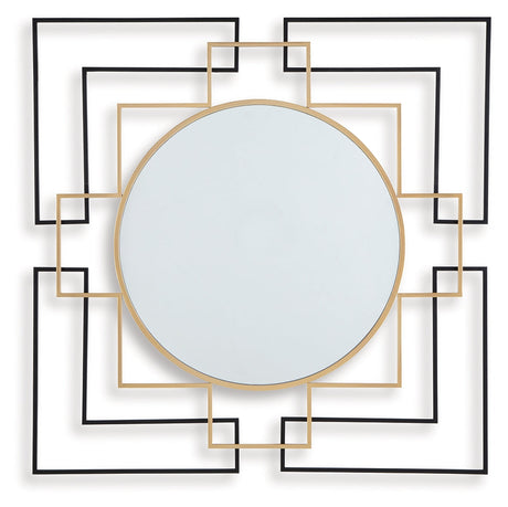 Oceanal Black/Gold Finish Accent Mirror by Ashley at Eve Furniture