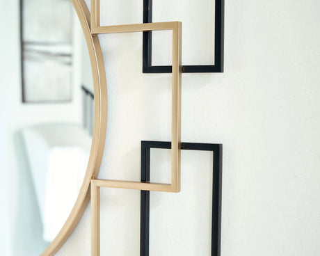 Oceanal Black/Gold Finish Accent Mirror by Ashley at Eve Furniture
