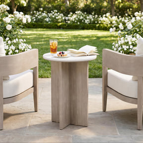 Oceanveil White Outdoor Side Table by Zuomod at Eve Furniture