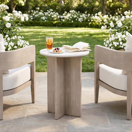 Oceanveil White Outdoor Side Table by Zuomod at Eve Furniture