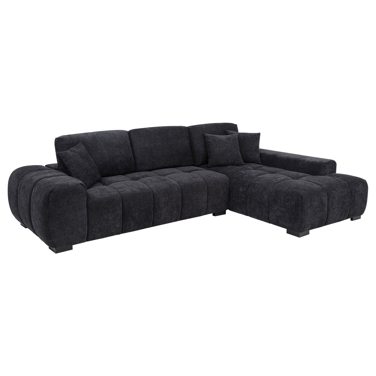 Octavia Black Fabric Upholstered Track Arm Sectional Sofa by Coaster at Eve Furniture