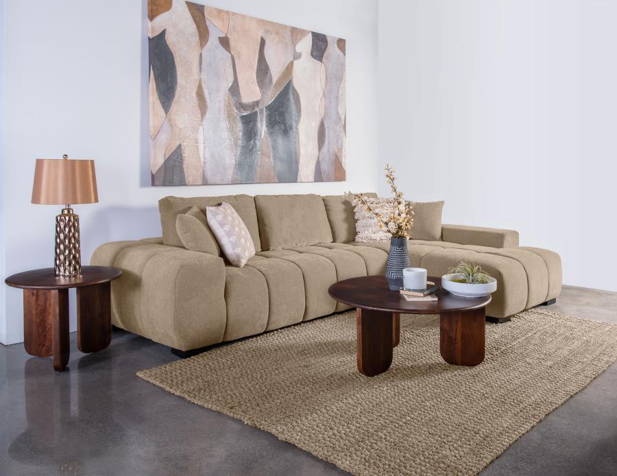 Octavia Camel Upholstered Sectional Chaise Sofa by Coaster at Eve Furniture