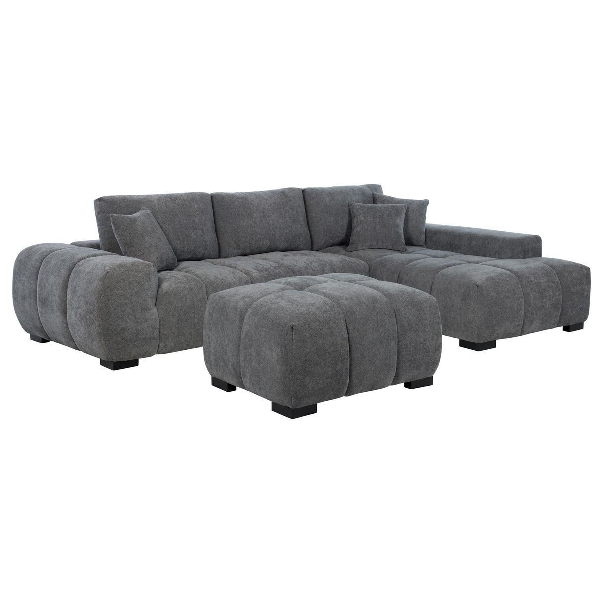 Octavia Charcoal Gray Upholstered Sectional Chaise Sofa by Coaster at Eve Furniture