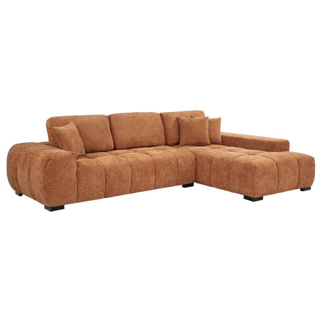 Octavia Orange Fabric Upholstered Sectional Chaise Sofa by Coaster at Eve Furniture