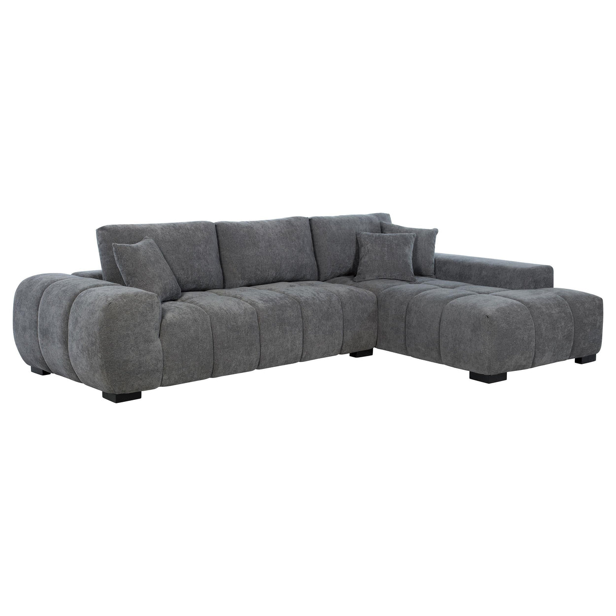 Octavia Charcoal Gray Upholstered Sectional Chaise Sofa by Coaster at Eve Furniture