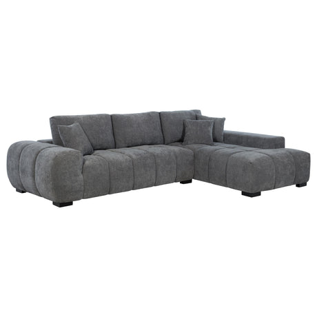 Octavia Charcoal Gray Upholstered Sectional Chaise Sofa by Coaster at Eve Furniture
