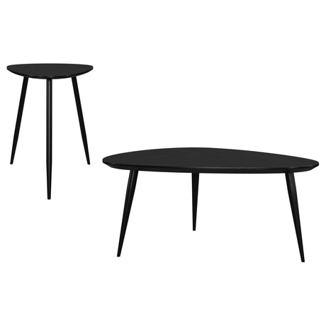 Odessa Black 2-Piece Triangular Coffee and End Table Set by Coaster at Eve Furniture