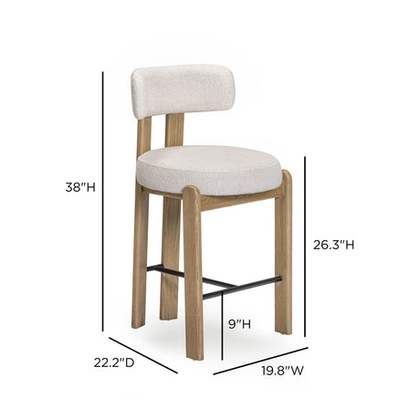 Odessa Cream Performance Fabric Counter Stool by TOV Furniture at Eve Furniture