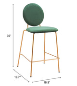 Odessa Green & Gold Counter Stool (Set of 2) by Zuomod at Eve Furniture