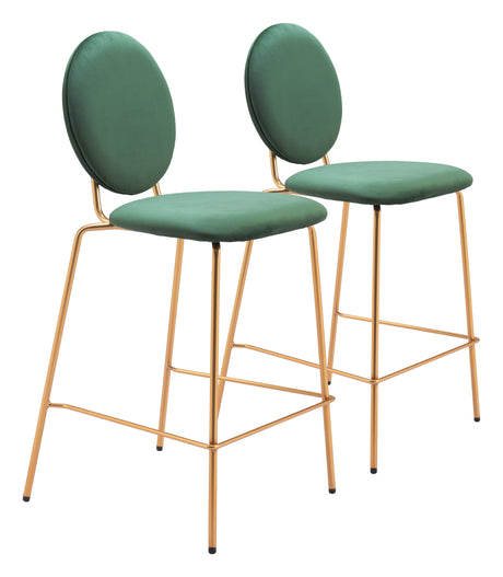 Odessa Green & Gold Counter Stool (Set of 2) by Zuomod at Eve Furniture