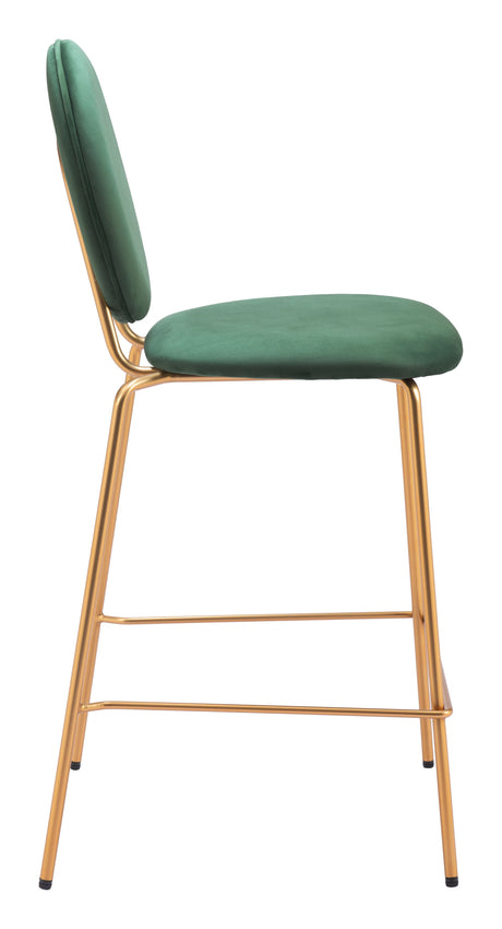 Odessa Green & Gold Counter Stool (Set of 2) by Zuomod at Eve Furniture