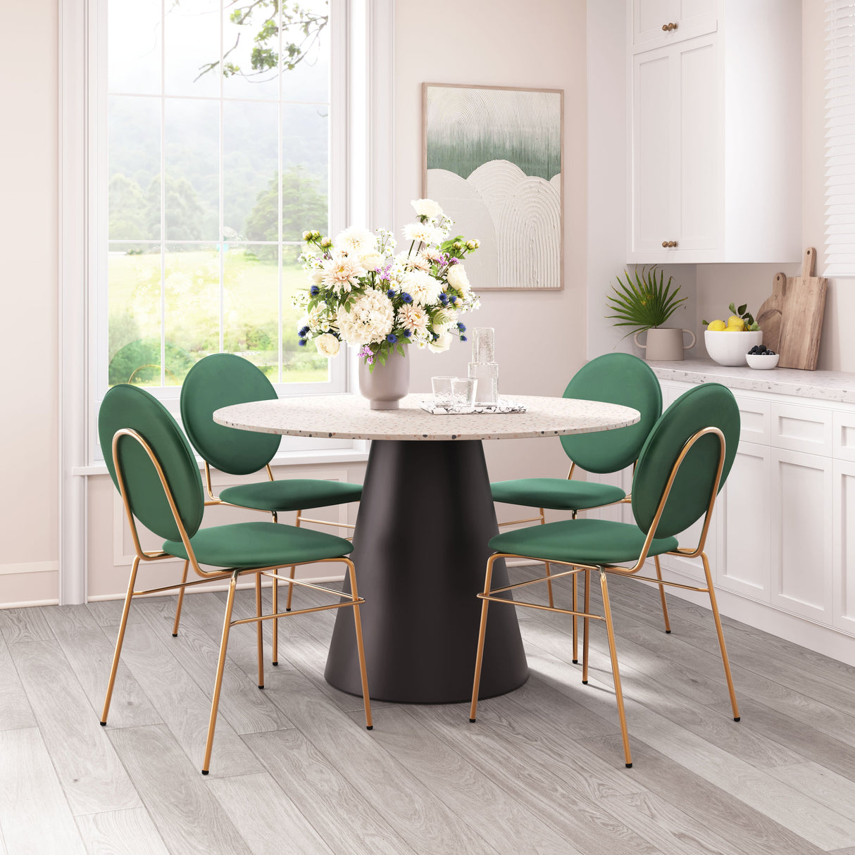 Odessa Green & Gold Dining Chair (Set of 2) by Zuomod at Eve Furniture