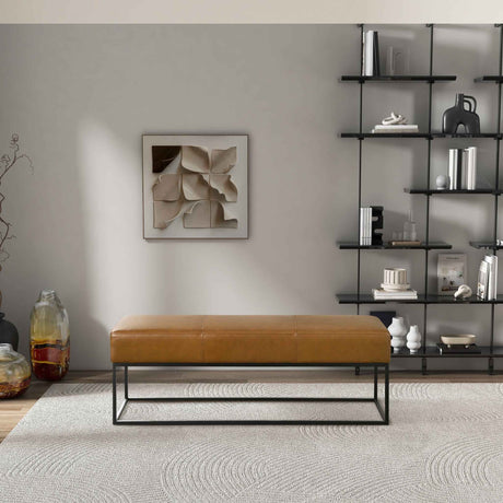 Odessa Tan Leather Bench by Ashcroft Furniture at Eve Furniture