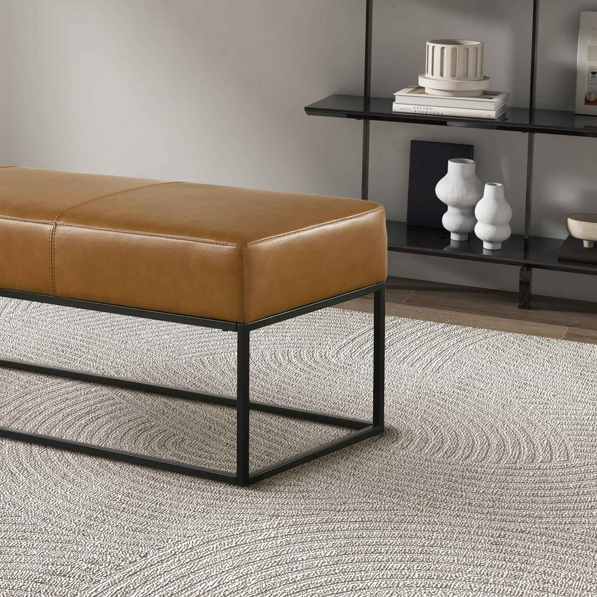 Odessa Tan Leather Bench by Ashcroft Furniture at Eve Furniture